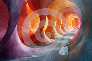 Dynamic image showcasing an abstract, colorful tunnel with a mesmerizing perspective