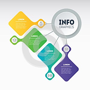 Dynamic infographics or mind map of technology or education process with four steps. Business presentation or infographic with 4