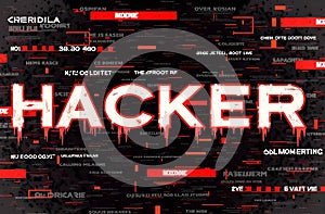 Hacker Glitch Art and Cyber Attack Concept