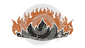 Dynamic Intense Wildfire Flames Abstract Graphic, vector design Generative AI