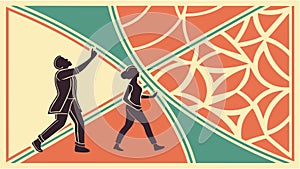 Dynamic Interaction on Geometric Abstract Background, Vector Design Generative AI