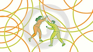 Dynamic Interaction Between Two Figures Vector, Conflict Resolution, vector design Generative AI