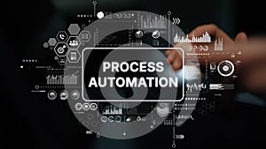 Dynamic Interface Design Showcasing Process Automation with Data Visualization Elements and Modern Technology Concepts