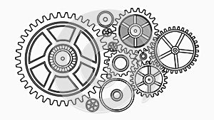 Dynamic Interlocking Gears and Cogs, Mechanical Design, vector design Generative AI