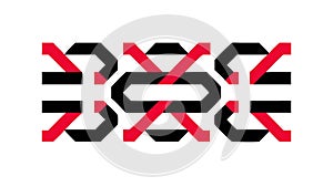 Dynamic Interlocking Geometric Pattern Red and Black Abstract, vector design Generative AI