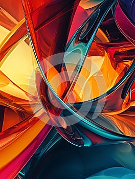 Dynamic interplay of colorful abstract shapes a mesmerizing journey through nonrepresentational artistry and fluid forms photo