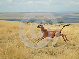 Dynamic Leap of a Topi Antelope