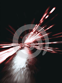 Dynamic Light Rays Creating an Abstract Motion Effect with Red and White Colors on a Dark Background