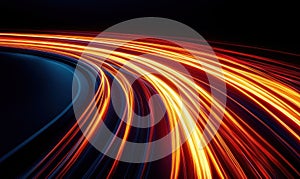 Dynamic light trails creating vibrant abstract patterns in dark background