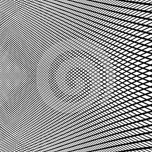 Dynamic lines grid. Monochrome geometric pattern, abstract texture