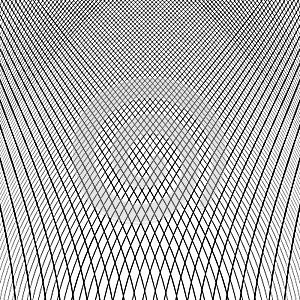 Dynamic lines grid. Monochrome geometric pattern, abstract texture