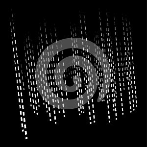Dynamic lines pattern. Stripes half-tone element. Dashed, segments vertical straight streaks, strips. Linear, lineal design