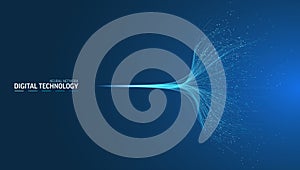 Dynamic lines vector abstract background. Network data flow, ai wave, science concept. Digital stream of light, particle, and