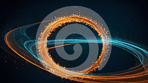 Dynamic Logo with Rocket Trail Forming Infinity Symbol in Orange and Teal