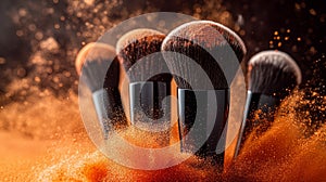 Dynamic Makeup Brushes with Exploding Orange Powder