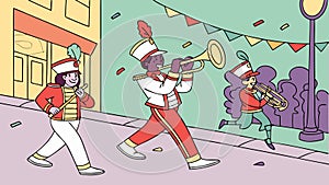 Dynamic Marching Band Trumpeter Performance, vector design Generative AI