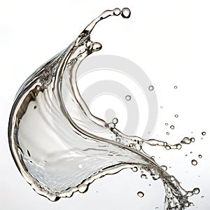 Metallic fluid shape isolated on white background photo