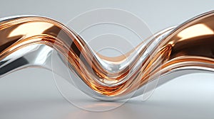 Dynamic Metallic Wave: Abstract Silver and Copper Design on a Clean Surface