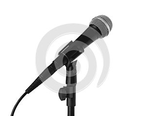 Dynamic microphone on white background.