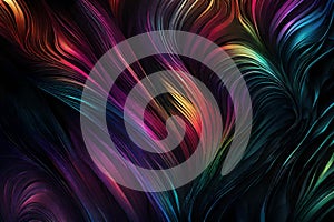 A dynamic mixture of RGB colors spiraling and intertwining over a dark background. Abstract art showcasing a vivid display of photo