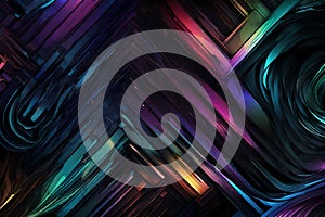 A dynamic mixture of RGB colors spiraling and intertwining over a dark background. Abstract art showcasing a vivid display of photo