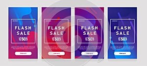 Dynamic modern fluid mobile for Flash Sale banners. Get Coupon Discount Sale banner template design, Summer Sale Discount special