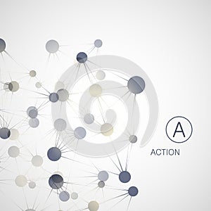 Dynamic molecule structure. Science and connection concept. Neurons abstract ball