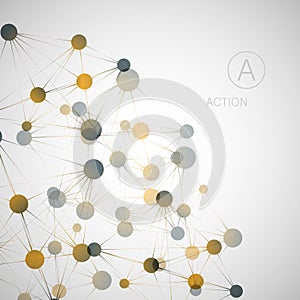 Dynamic molecule structure. Science and connection concept. Neurons abstract ball