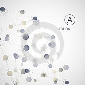Dynamic molecule structure. Science and connection concept. Neurons abstract ball