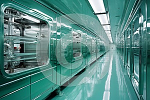 Dynamic motion of train carriages in the metro, creating a captivating blur effect