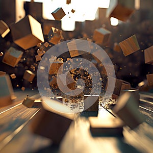 dynamic movement of cubes in a kinetic composition