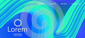 Dynamic Movement Modern Wave. Landing Page, Blue, Purple Background. 3d Fluid