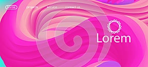 Dynamic Movement Trendy Wave. Landing Page, Pink, Purple Background. Neon Color