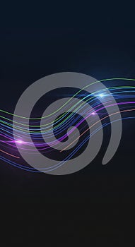 Abstract Neon Wave Lines on Dark Background