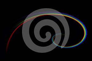 Dynamic multicolored glowing lines on a black background