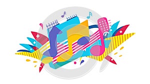 Dynamic Music Notes Abstract Burst Vector, vector design Generative AI