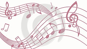 Dynamic Music Notes & Flowing Staff Pattern, vector design Generative AI