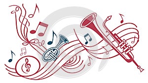 Dynamic music notes and instruments, symbolizing rhythm and creativity. vector design Generative AI