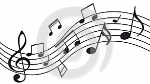 Dynamic Music Notes Staves Seamless Pattern, vector design Generative AI