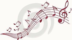 Dynamic Music Notes with Treble Clef, vector design Generative AI