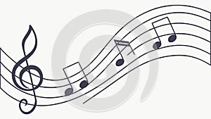 Dynamic Music Staff with Treble Clef & Notes, vector design Generative AI