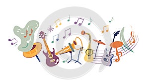 Dynamic Musical Instruments & Notes Icon for Creative Harmony, vector design Generative AI