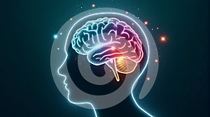 Dynamic Neon Brain and Profile A Vibrant Representation of Mental Activity and Cognitive Processes