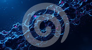 Dynamic neon fluid stream on a dark background