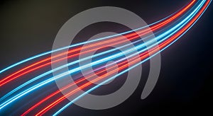 Dynamic Neon Light Trails on Dark Background