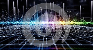 Dynamic network visualization with vibrant color gradients for technology and data science projects