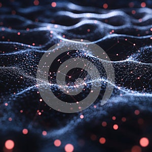 Dynamic neural network visualization with interconnected nodes and glowing lines