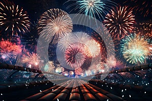 Dynamic New Years fireworks display with bold