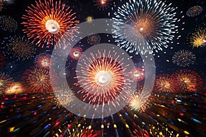 Dynamic New Years fireworks display with bold