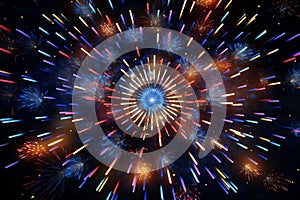 Dynamic New Years fireworks display with bold